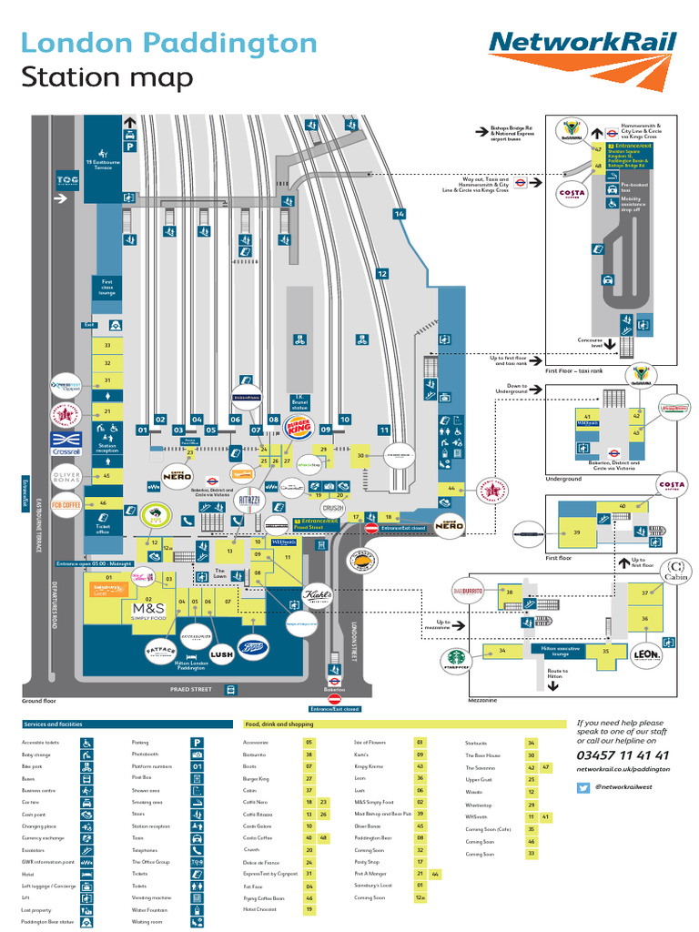 London Paddington Station Map PDF