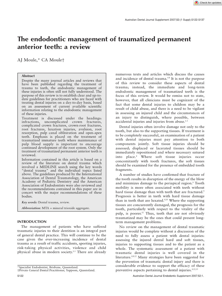 Australian Dental Journal 2008 Moule The Endodontic Management of