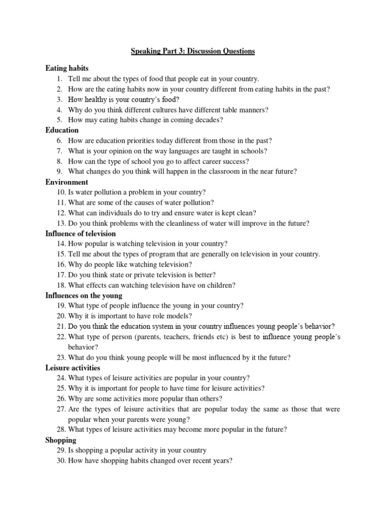 speaking 3 part questions