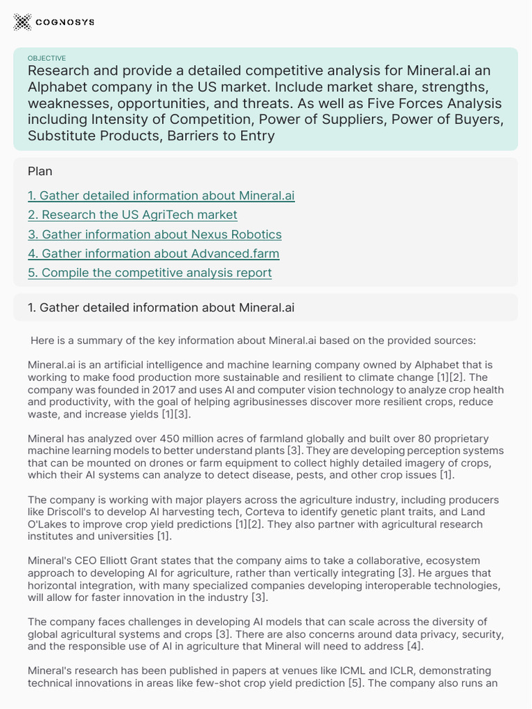 Competitive Analysis of Mineral.ai | PDF | Agriculture | Artificial ...