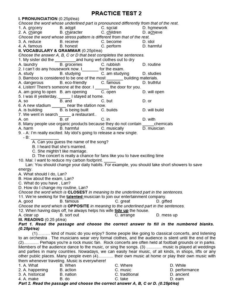 Practice Test T2 Pdf