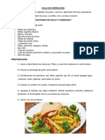 HOJA de OPERACIÓN - Salteado de Pollo y Verduras - PÑAHUI - PDF