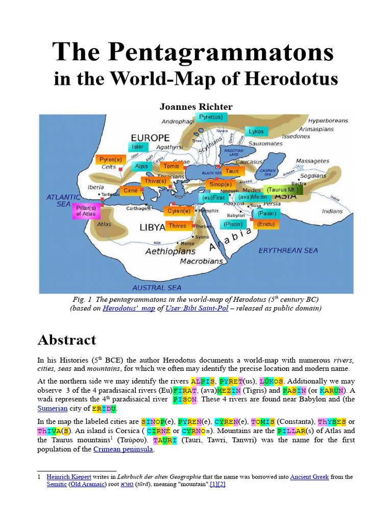 The Pentagrammatons in the World-Map of Herodotus | PDF | Minotaur