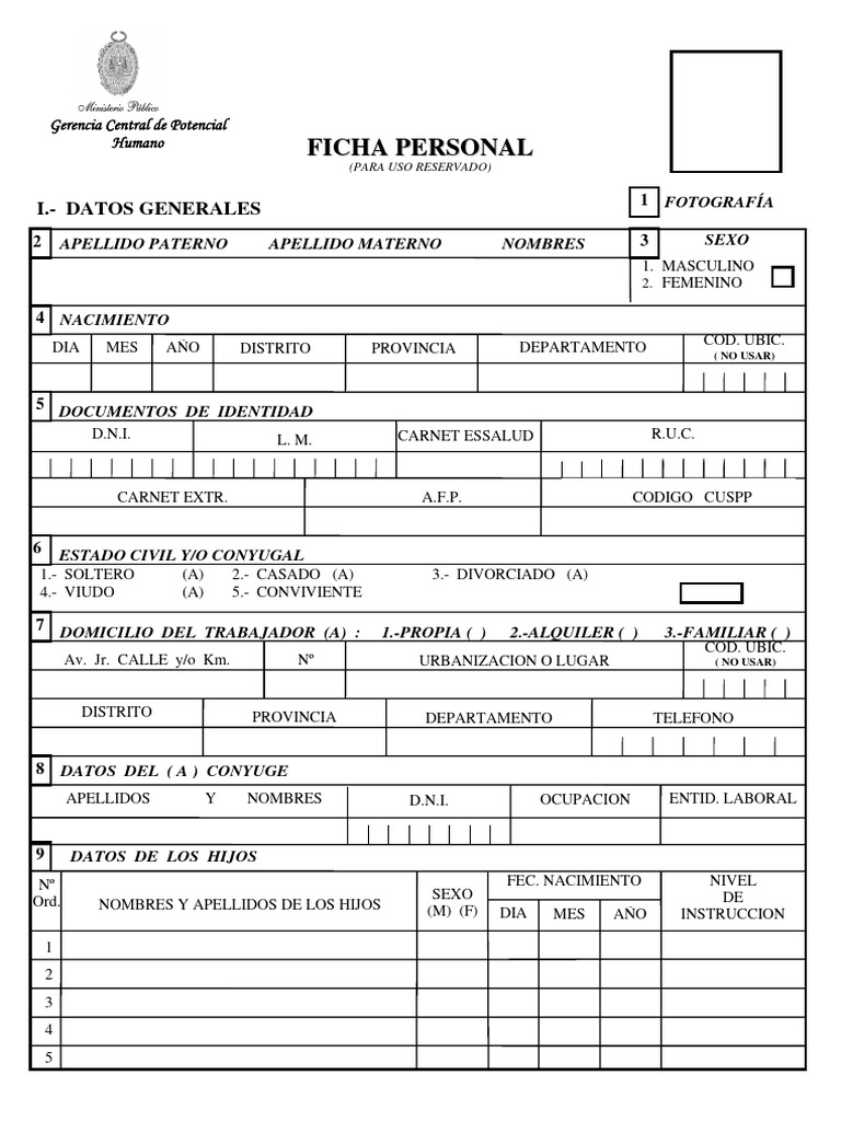 01 Ficha de Datos Personal | PDF