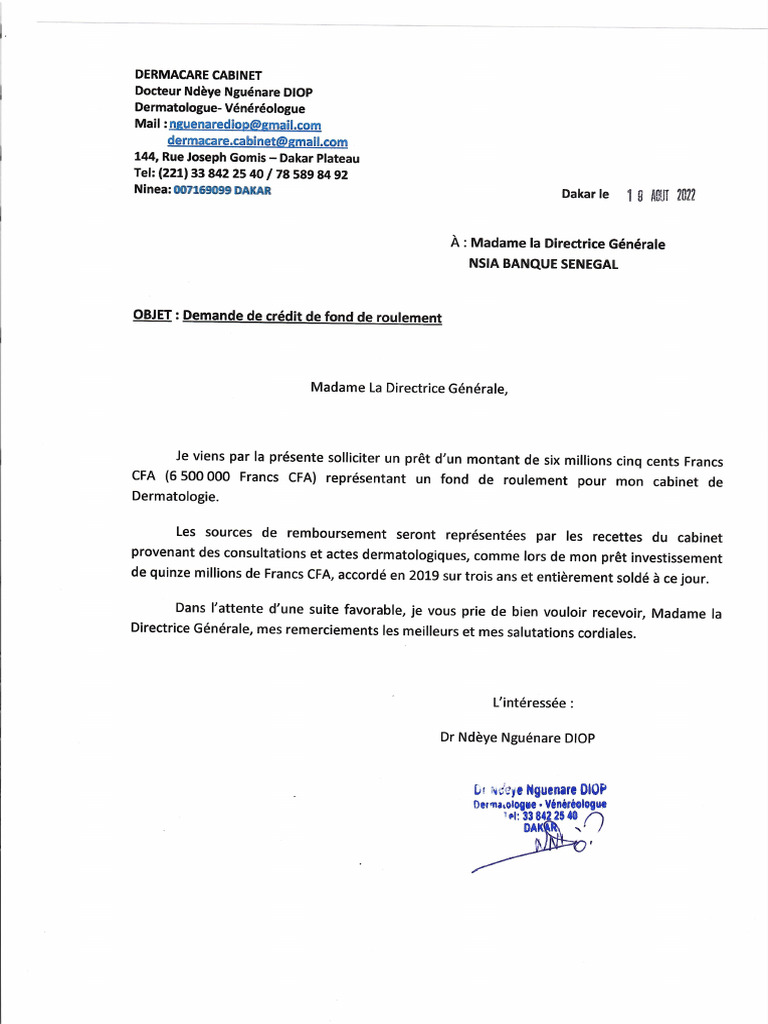 Lettre De Demande De Cr dit PDF
