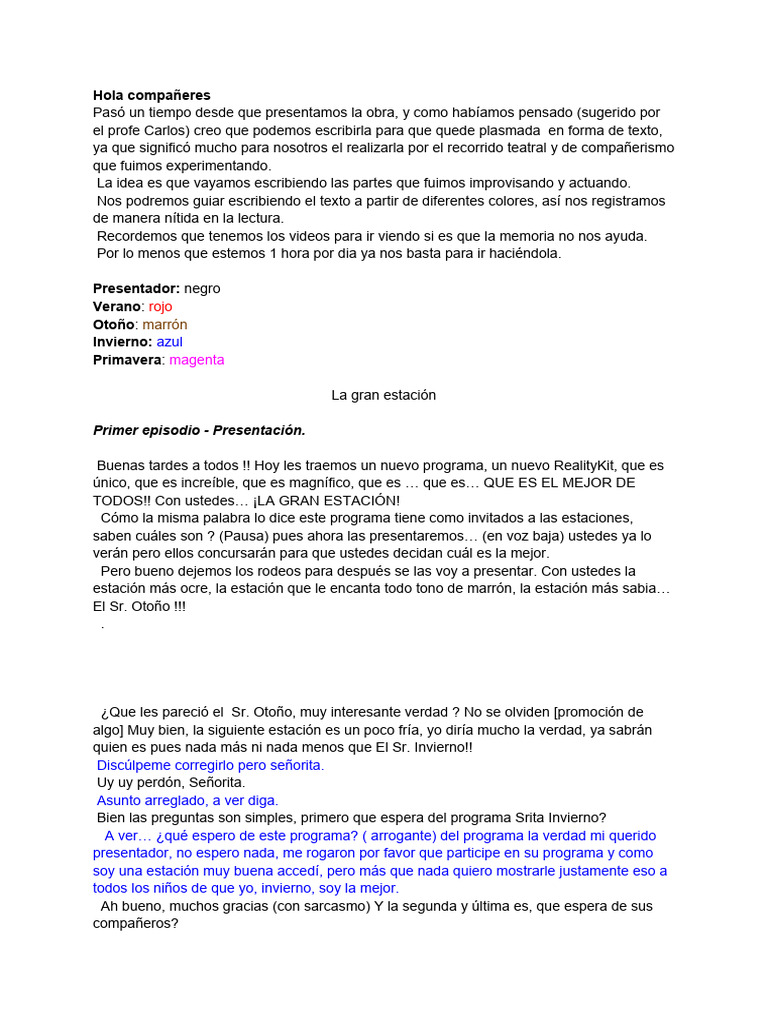 Creación de guion para "La Gran Estación" | PDF | Artes del Lenguaje y ...