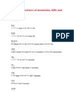 Parts and Features of Mountains THESAURUS