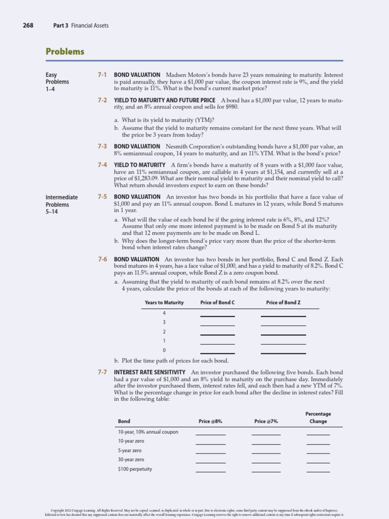 Bonds and Their Valuaton - Practice Questions | PDF | Bonds (Finance ...