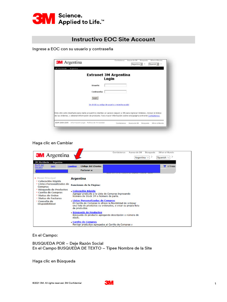 3M Argentina Instructivo EOC Site Account PDF