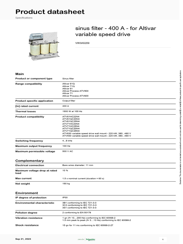 Altivar 71 VW3A5209 PDF Hertz Electrical Resistance And Conductance
