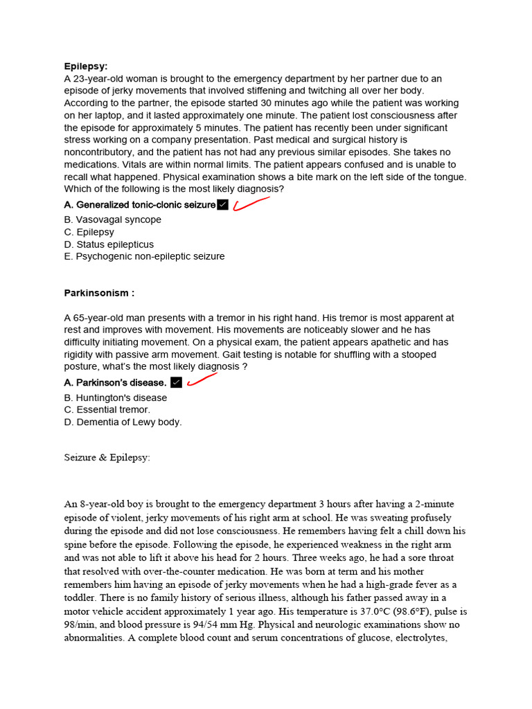 17USMLE STYLE NEURO Qs1 (4) PDF Dementia Parkinson's Disease