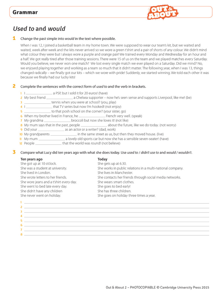 Grammar Guide: Used to and Would | PDF | Language Arts & Discipline