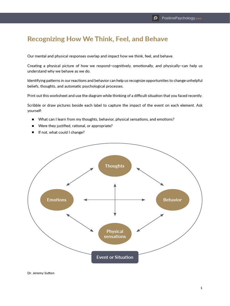 Recognizing How We Think Feel and Behave | PDF