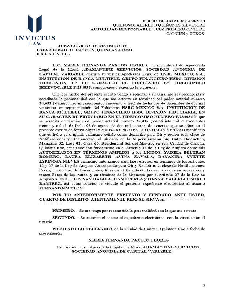 Apersonamiento Alfredo Quiñonez Silvestre PDF
