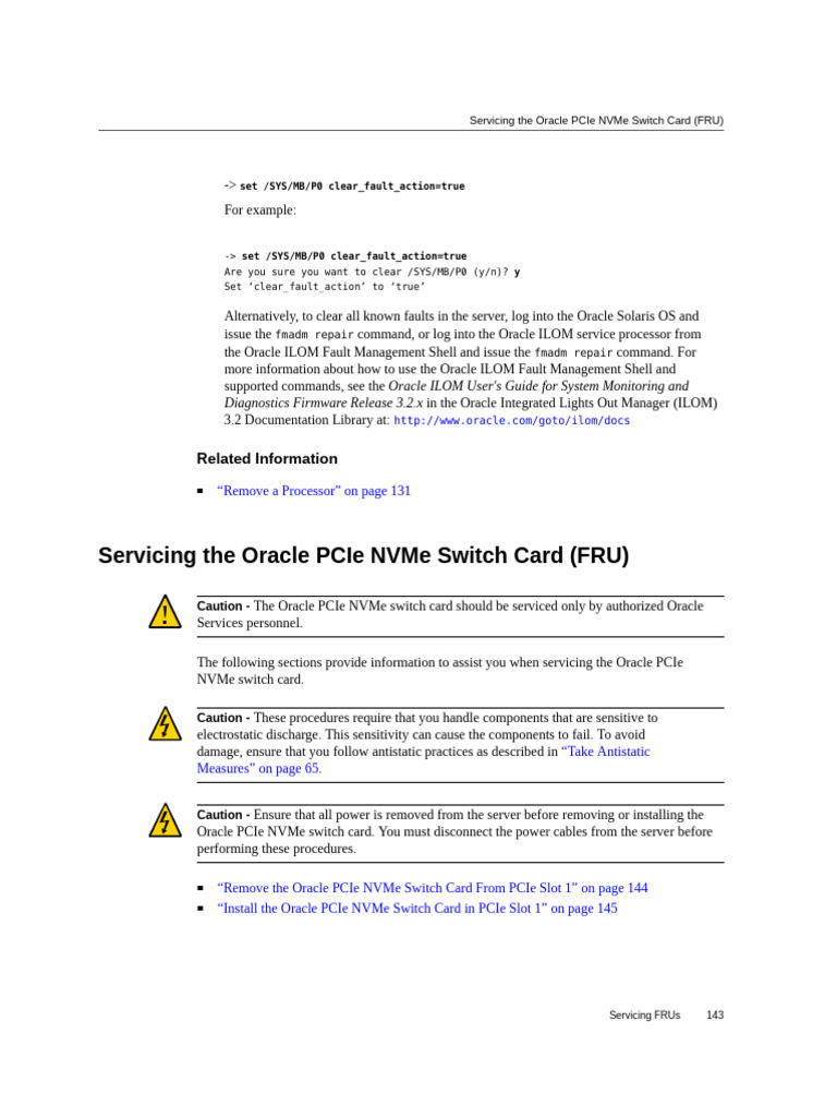 Servicing Oracle PCIe NVMe Switch Card | PDF | Computing | Computer ...