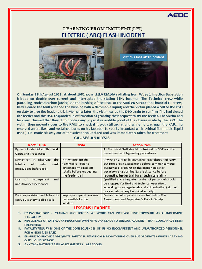 Arc Flash Incident Analysis and Lessons | PDF | Risk | Electric Arc