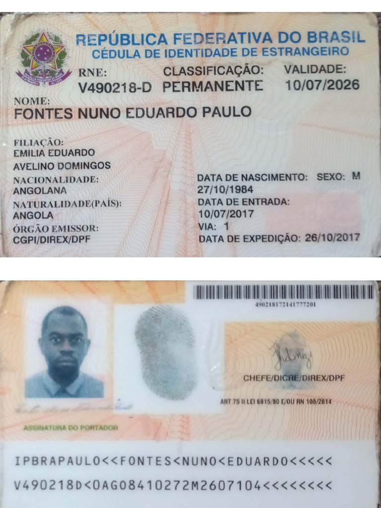 RG Registro Nacional de Estrangeiro Policia Federal | PDF