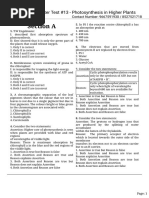 Chapter Test #13 - Photosynthesis in Higher Plants