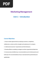 Marketing Management: Unit 1 - Introduction