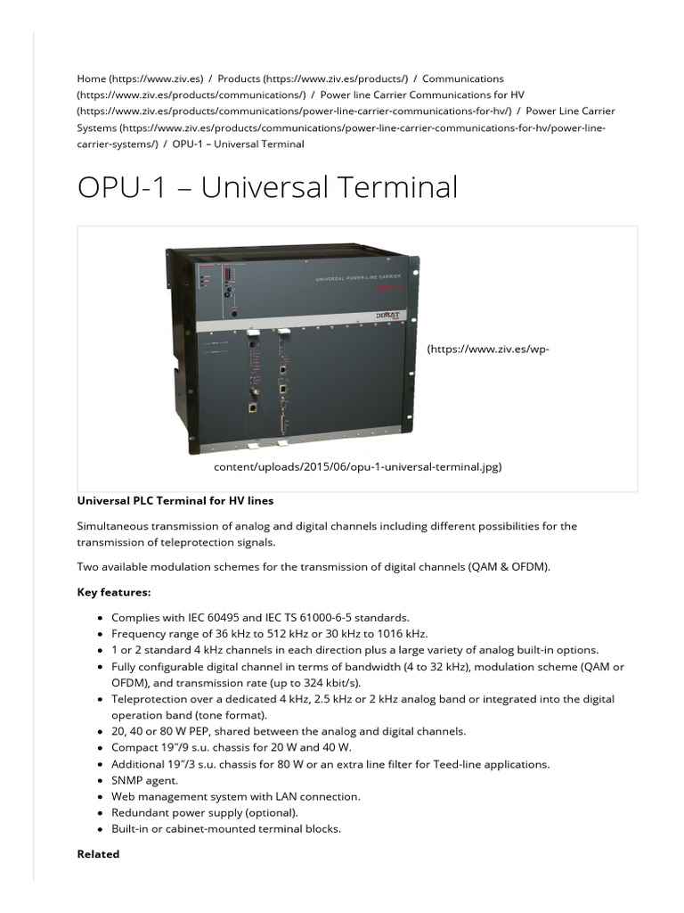 OPU-1 - Universal Terminal - ZIV | PDF | Modulation | Computer Engineering