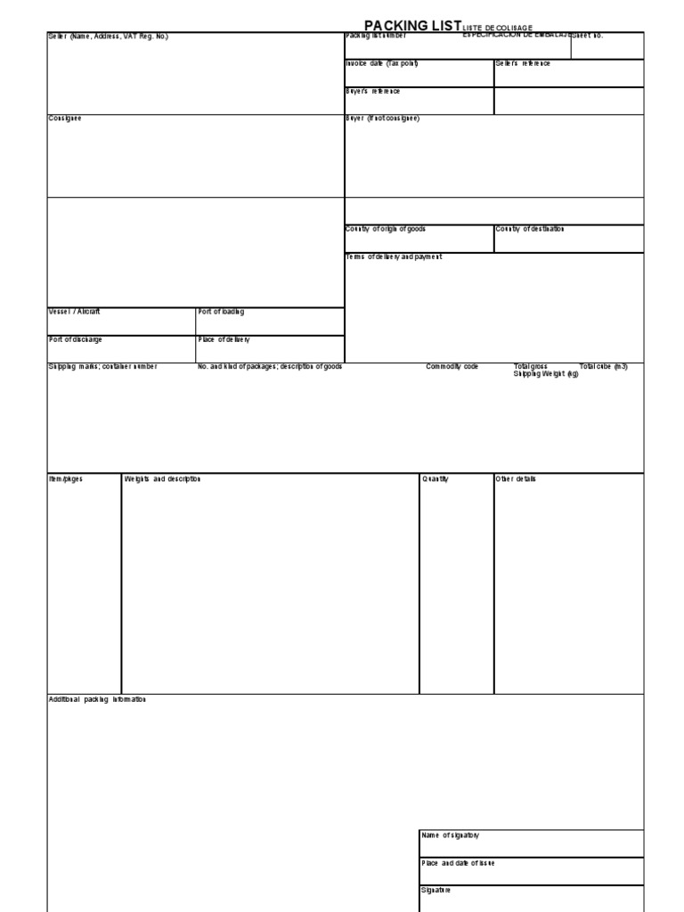 Packing List | PDF | Invoice | Payments