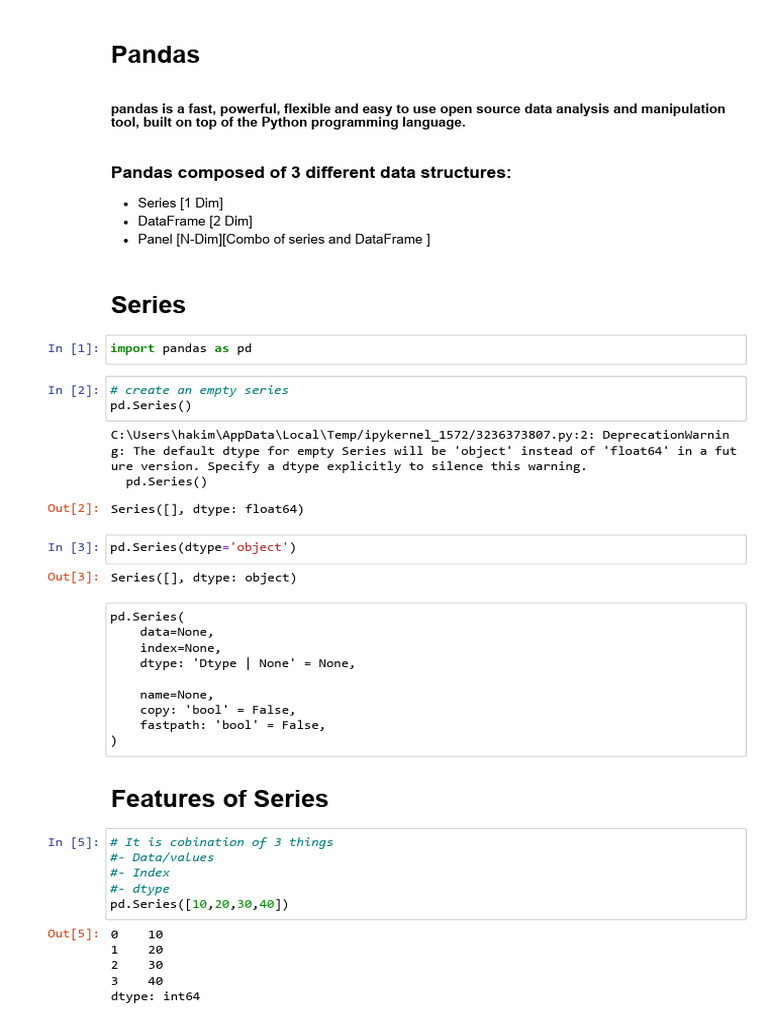 Pandas | PDF | Boolean Data Type | Computer Science