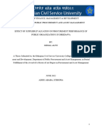 Effect of Supplier Evaluation On Procurement Performance of Public Organizations in Diredawa