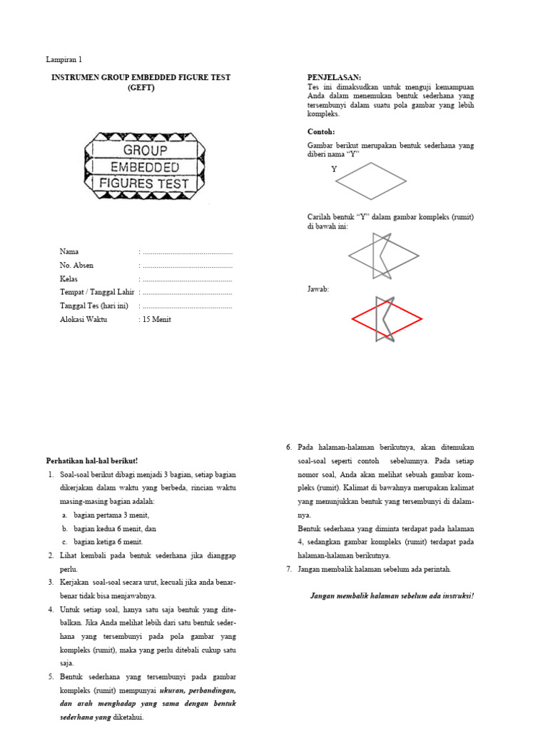 Instrumen GEFT | PDF
