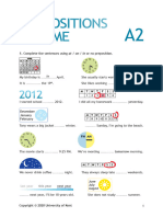 Prepositions of Time A2 Students Worksheet