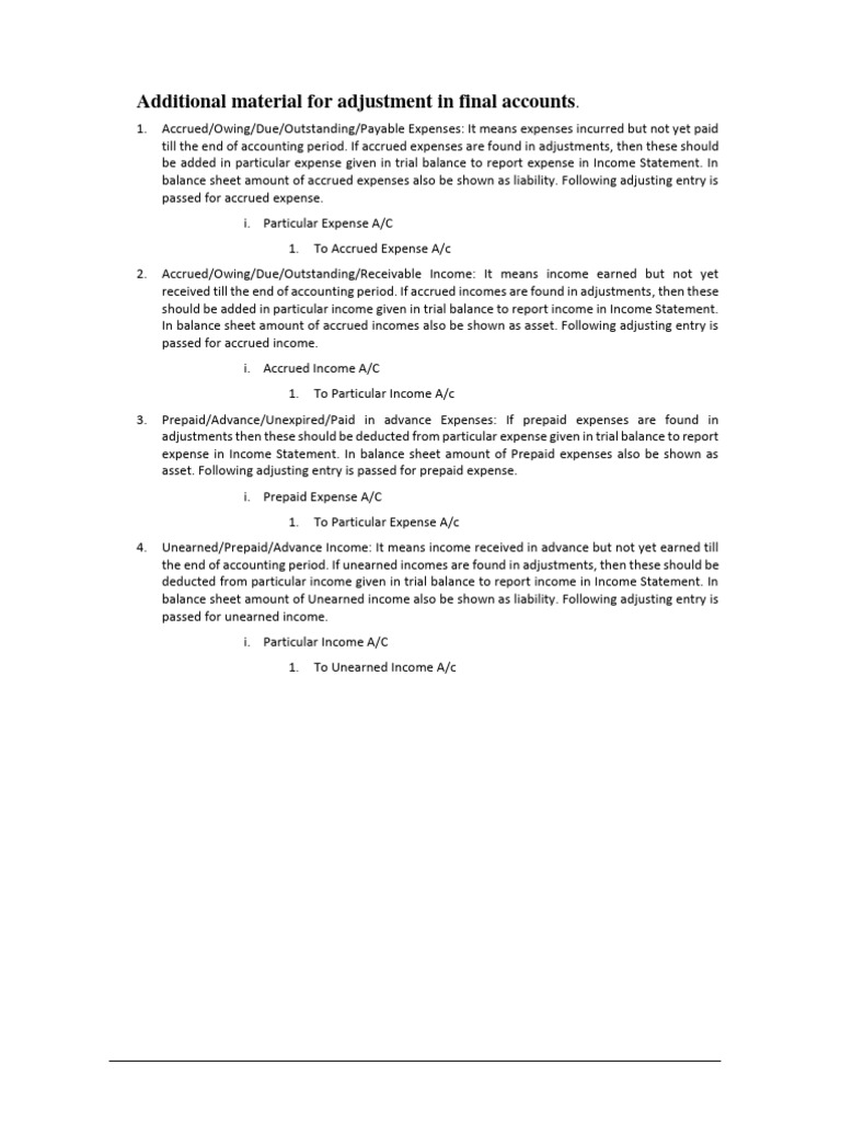 Additional Material For Adjustment in Final Accounts PDF