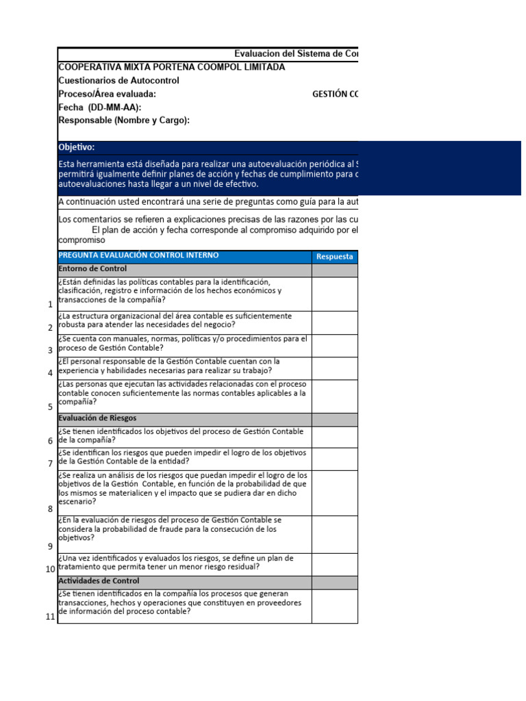 Evaluación de Control Interno Contable | PDF | Contabilidad | Estado ...