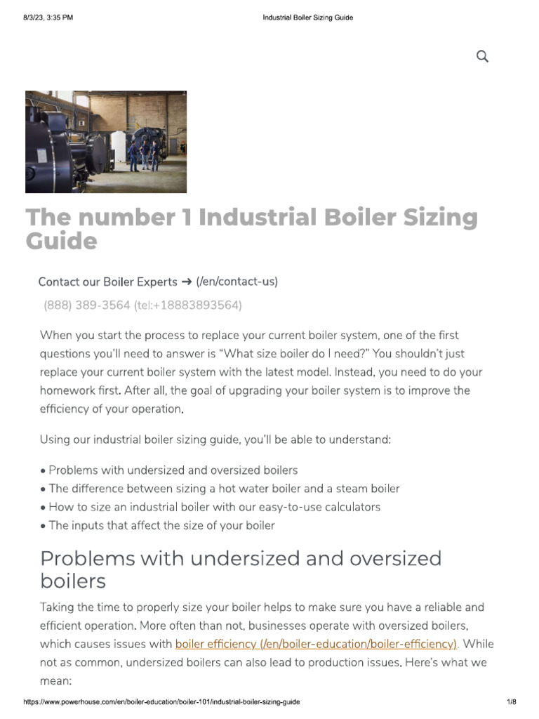 Industrial Boiler Sizing Guide | PDF