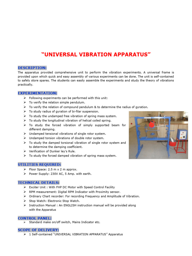 Universal Vibration Apparatus Overview | PDF