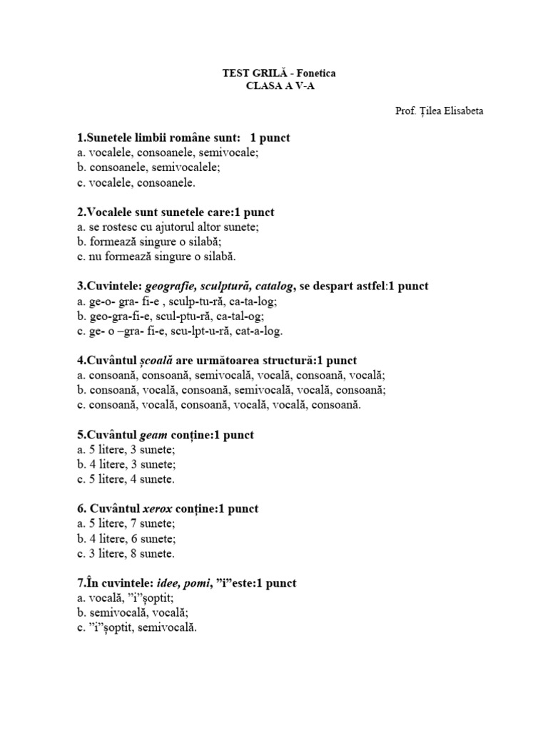 0 Test Grila | PDF
