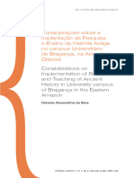 Considerações Sobre A Implantação Da Pesquisa e Ensino de História Antiga No Campus Universitário de Bragança, Na Amazônia Oriental