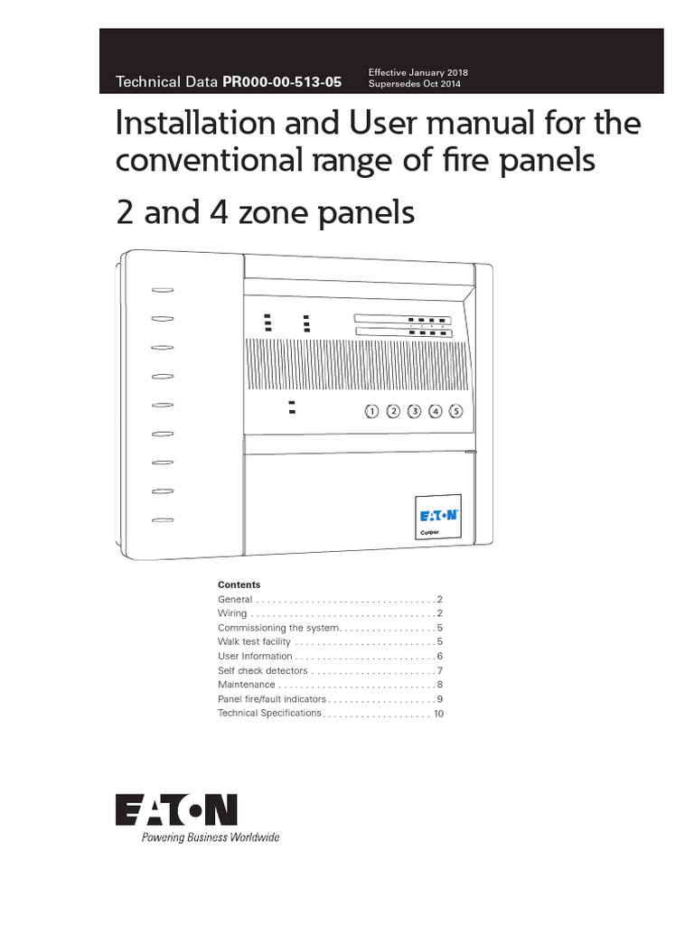 Eaton Conventional Fire Panel Manual | PDF | Relay | Mains Electricity
