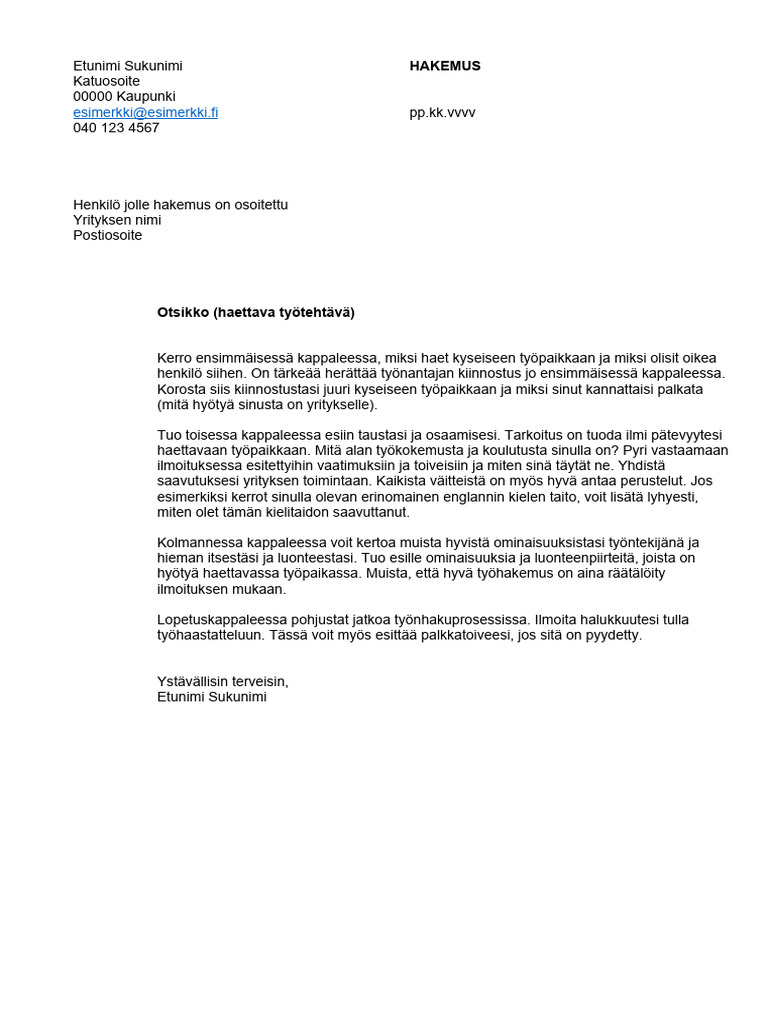 Etunimi Sukunimi Hakemus PDF