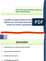 Experience de Coris Bank en Matiere de Financement de La Transformation Des Produits Agricoles Au Burkina Faso