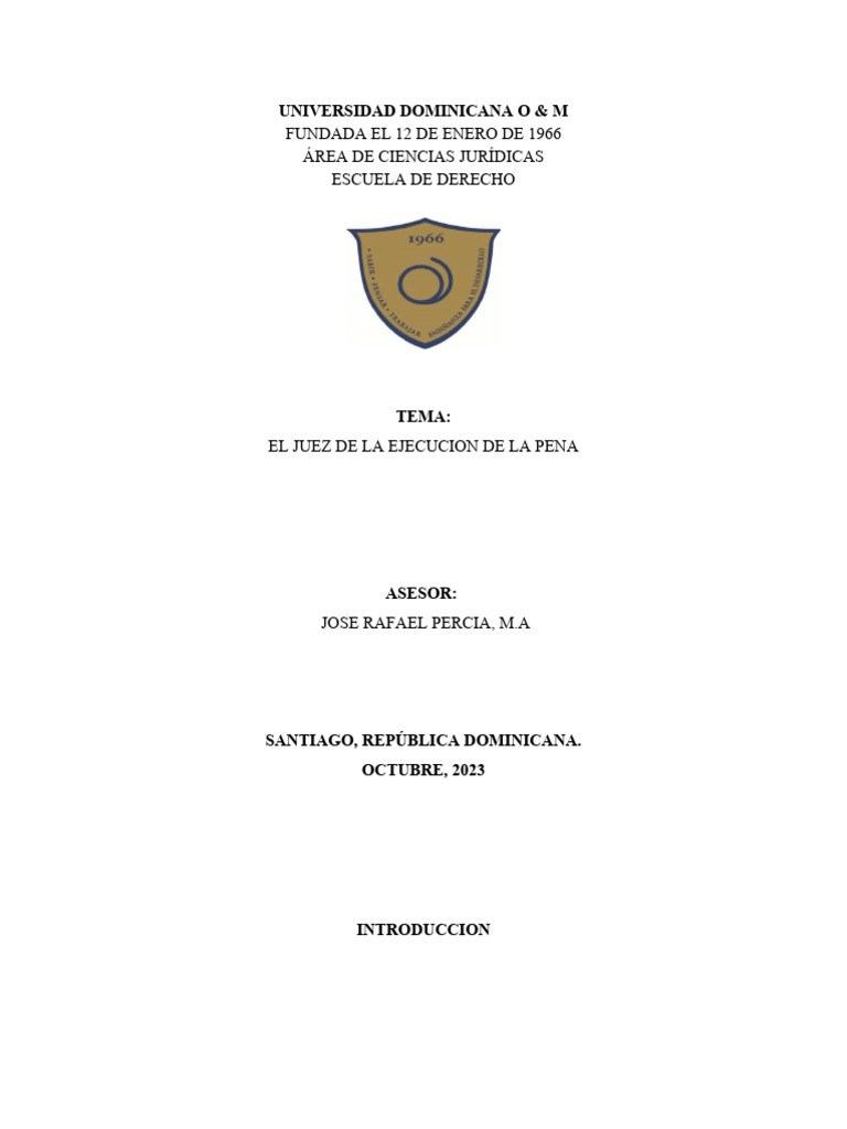 Juez de Ejecución de la Pena en RD | PDF | Castigos | Derecho penal