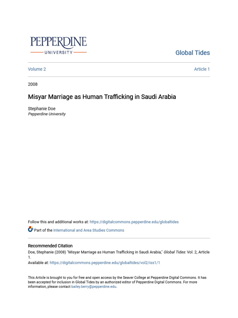 Misyar Marriage As Human Trafficking in Saudi Arabia | PDF | Human ...