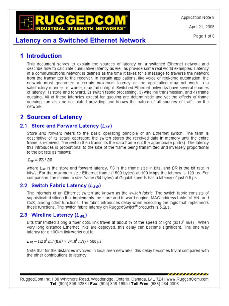 Latency On A Switched Network PDF Latency (Engineering