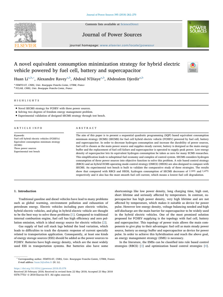 A novel equivalent consumption minimization strategy for hybrid