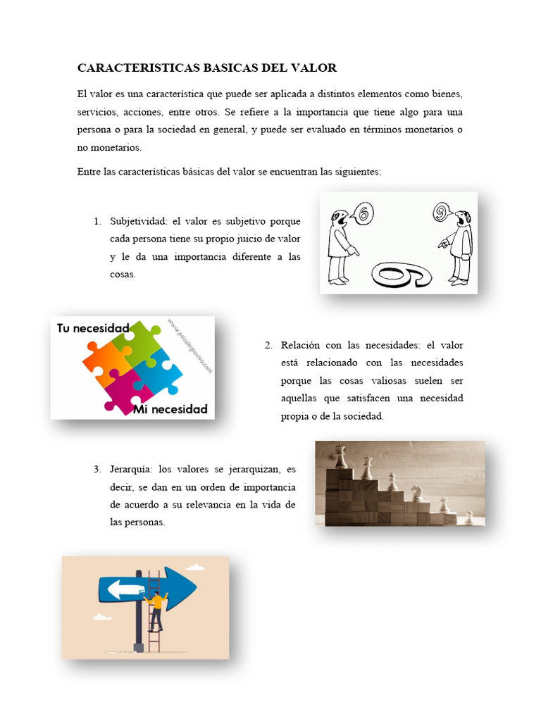 Caracteristicas basicas del valor pdf
