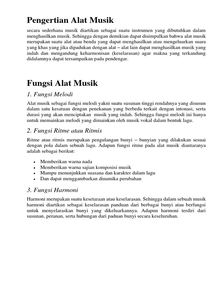 Alat Musik Bernada Dan Tidak Bernada | PDF