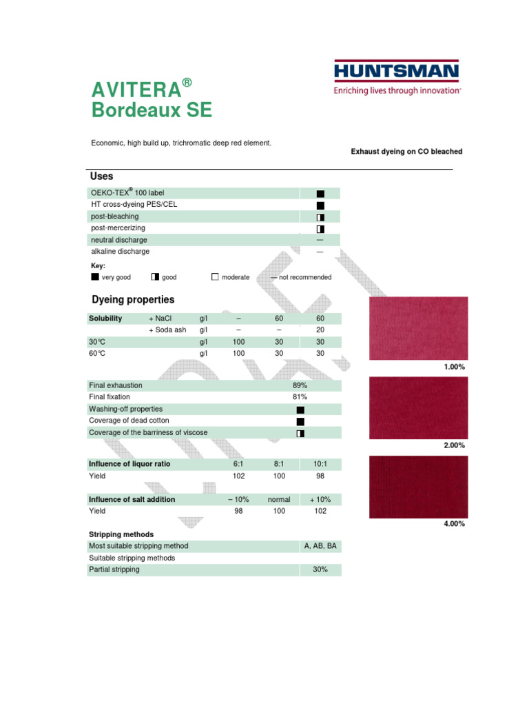 AVITERA Bordeaux SE | PDF | Dyeing | Chlorine