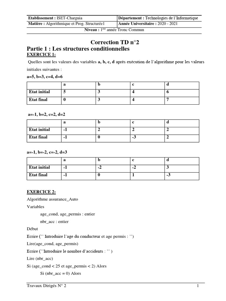 Correction TD Algorithmique et Structures | PDF | Informatique