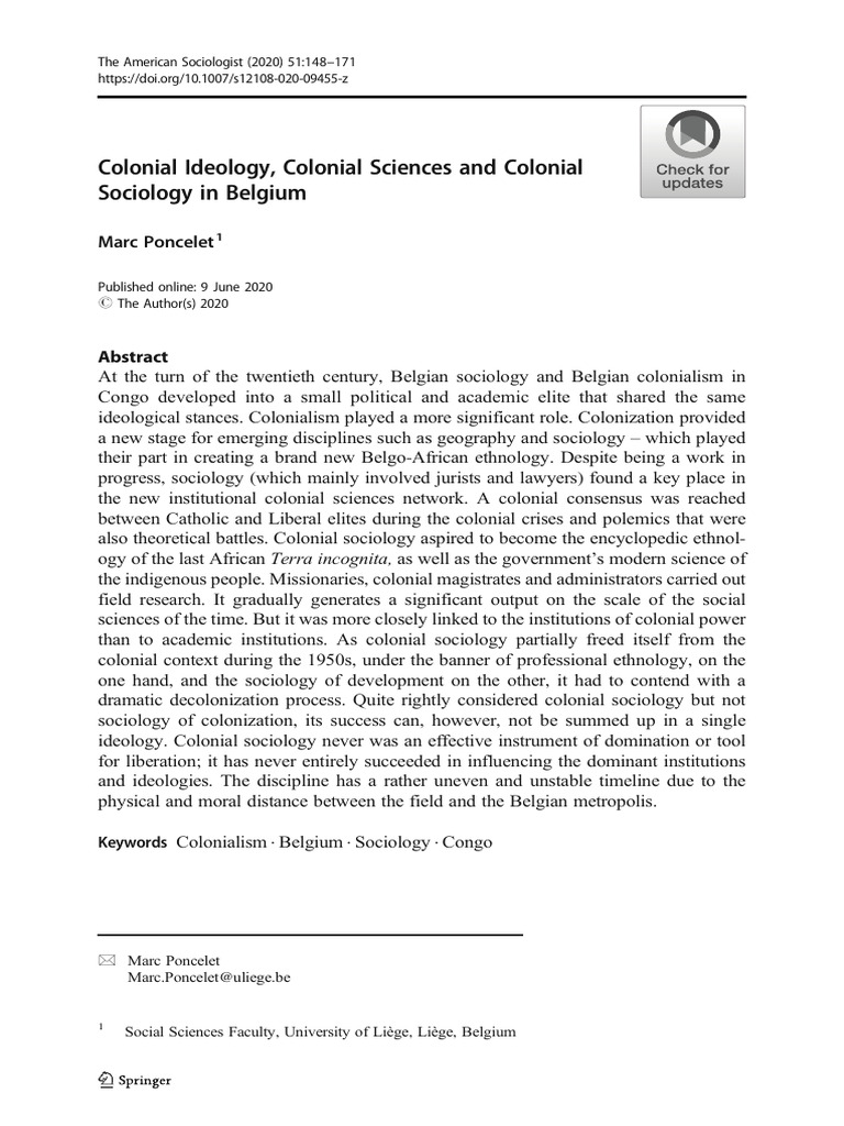 Colonial Ideology Colonial Sciences and | PDF | Sociology | Belgian Congo