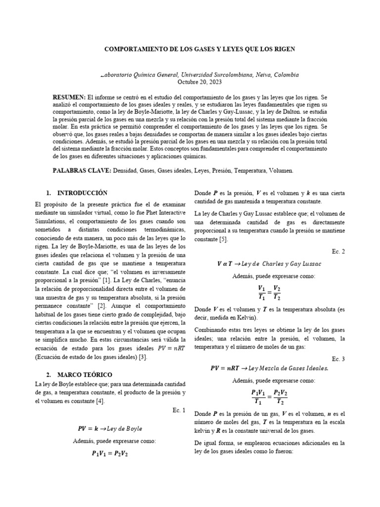 Comportamiento y Leyes de los Gases | PDF | Gases | Temperatura