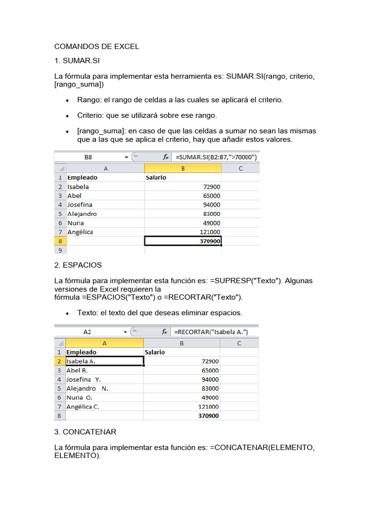 COMANDOS DE EXCEL | PDF | Hoja de cálculo | Microsoft Excel