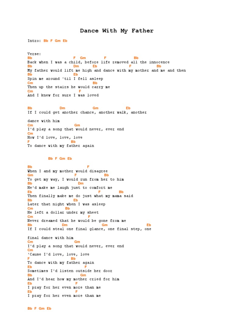 Dance With My Father Piano Chords
